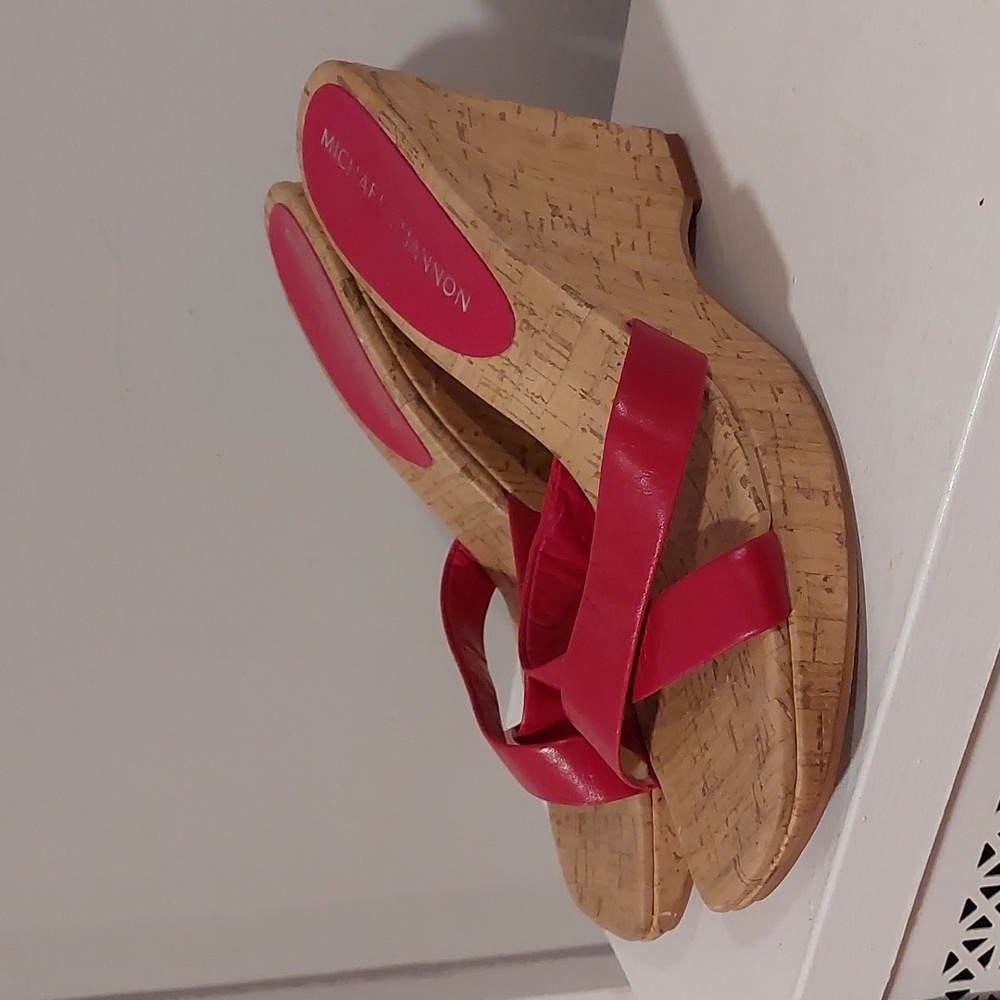 Michael Shannon Red Strappy Cork Wedges